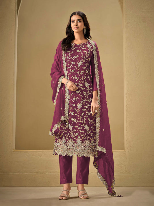 Wine Traditional Designer Heavy Salwar Suit Collection