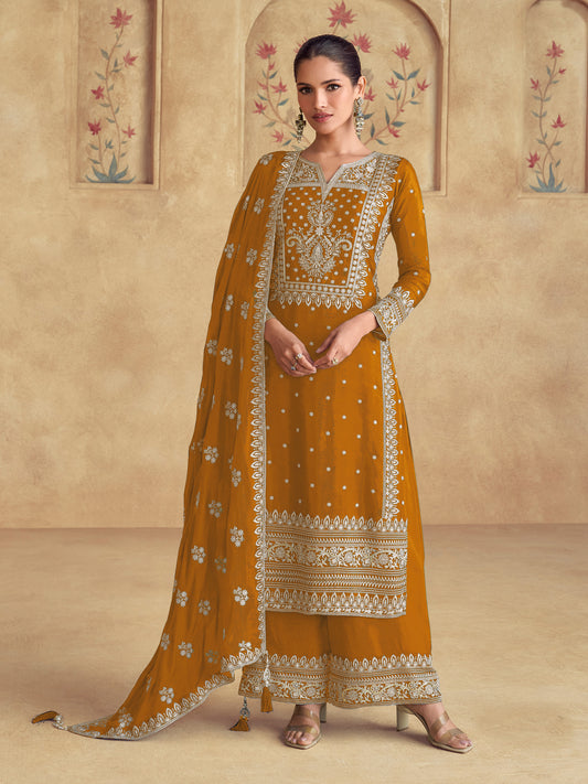 Mustard Traditional Designer Heavy Salwar Suit Collection