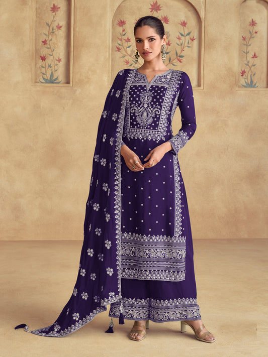 Purple Traditional Designer Heavy Salwar Suit Collection