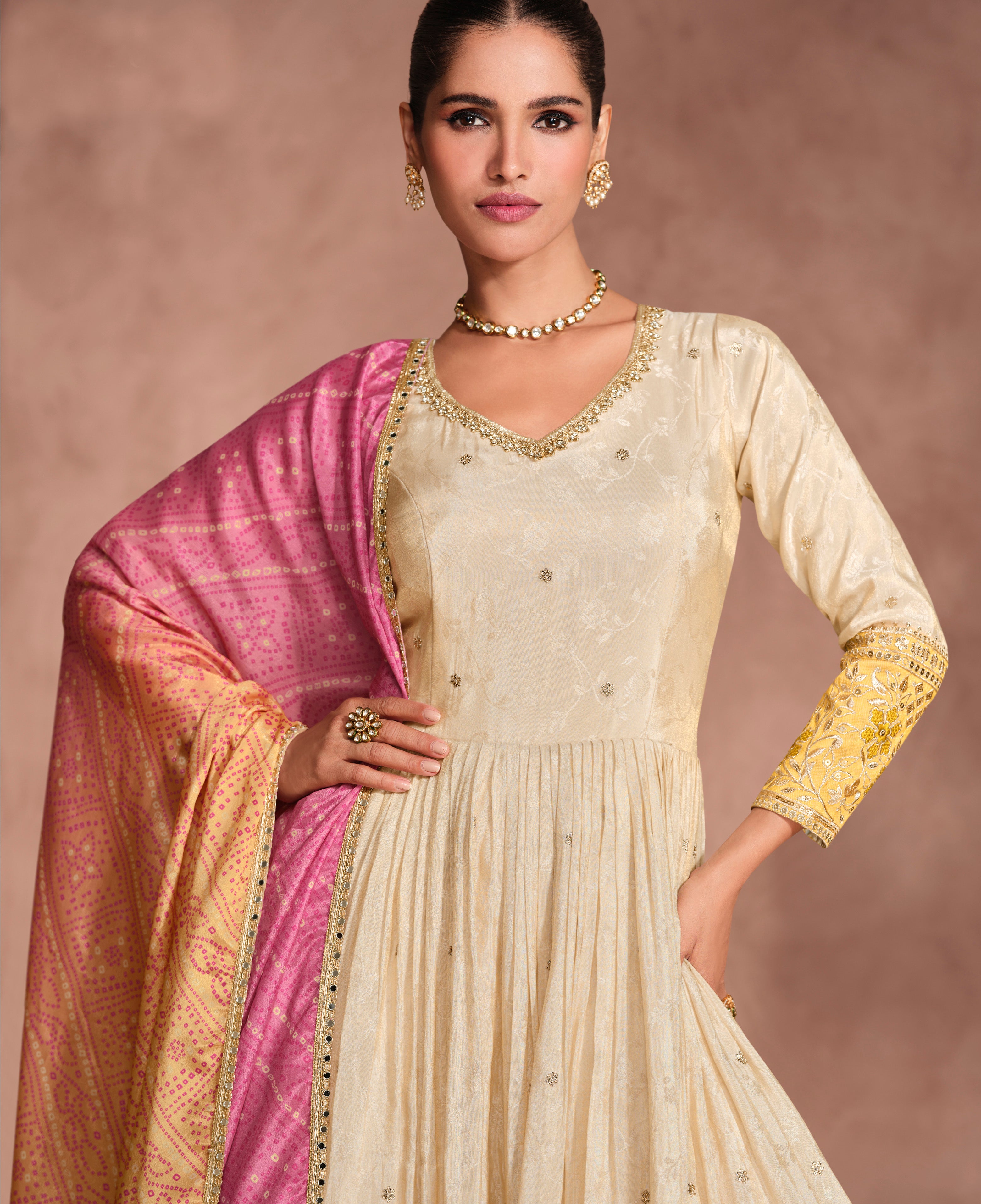 Bandhani Duptta Anarkali Kurta