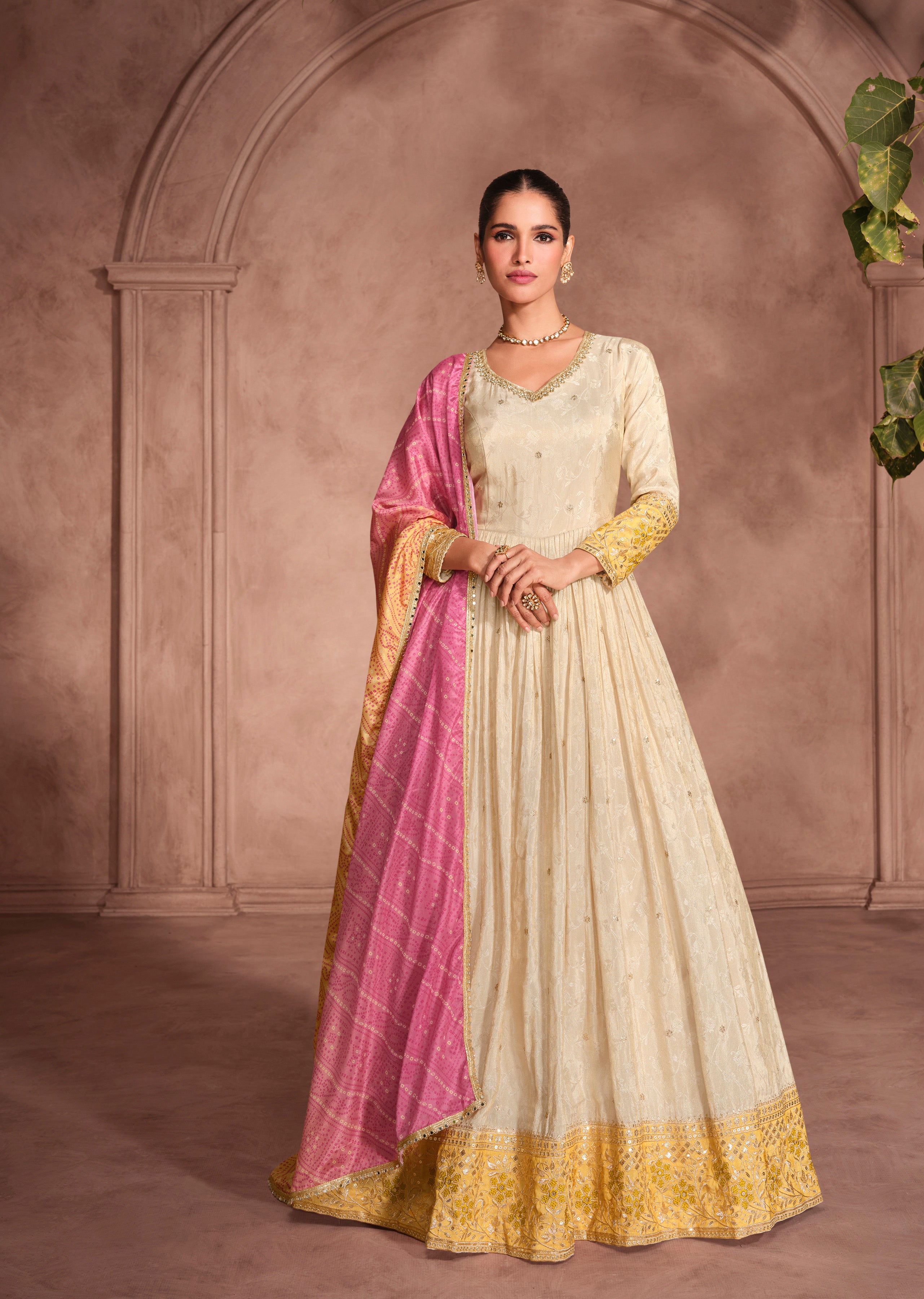 Bandhani Duptta Anarkali Kurta