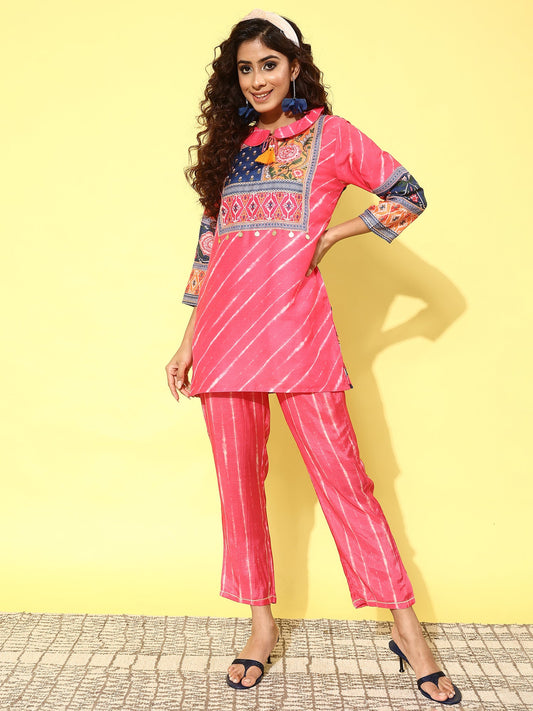 Women Printed Tunic With Trousers Co-Ords