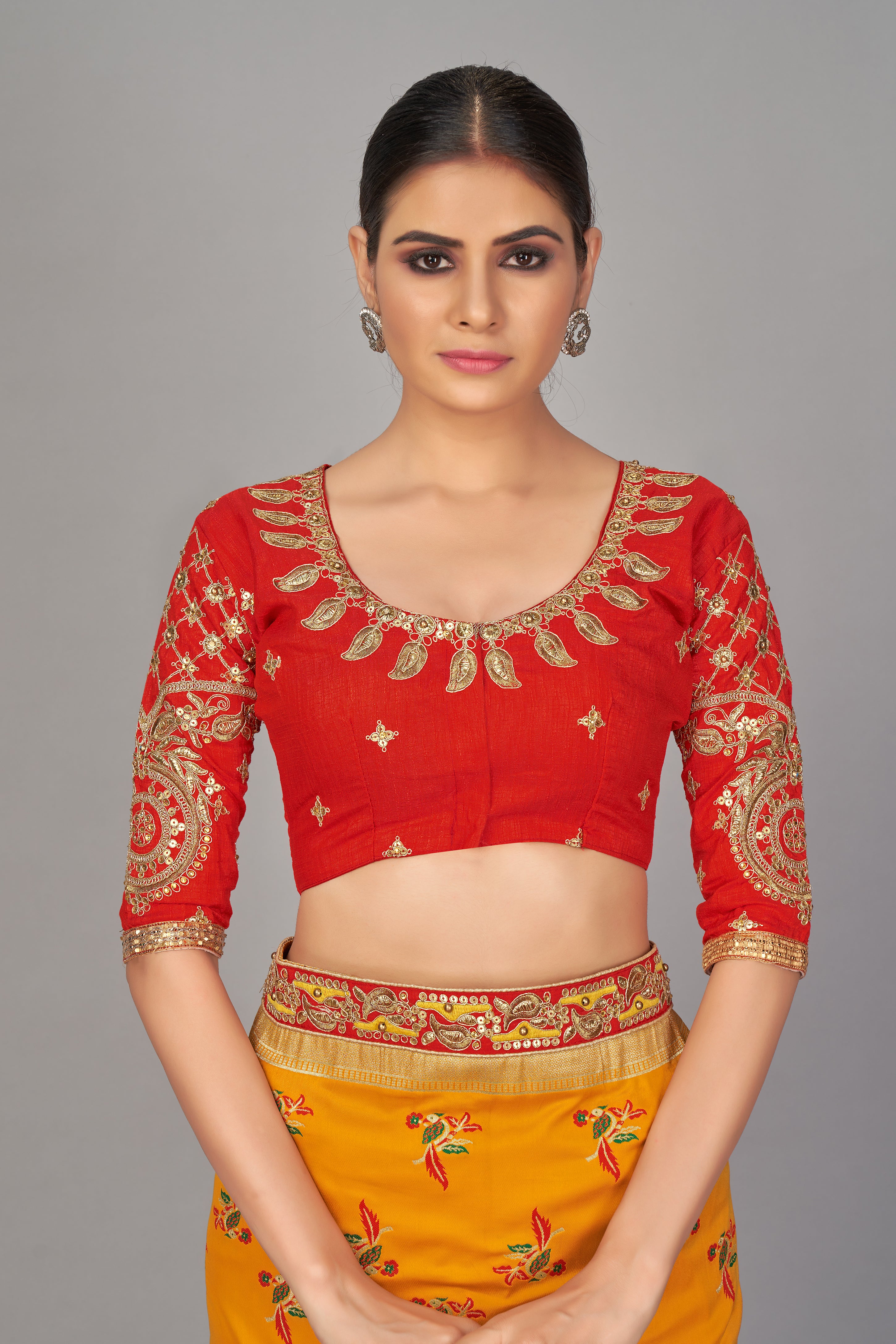 Amber Zari Work & Stone Work Kanjivaram Silk