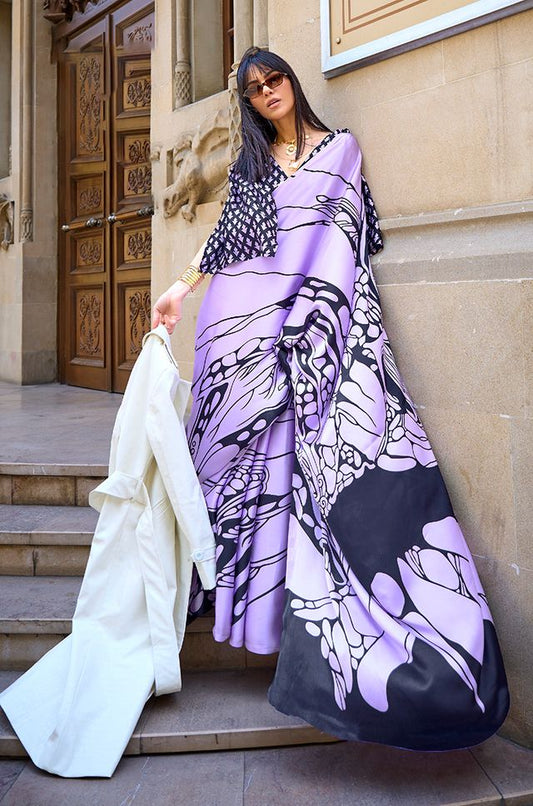  Lavender printed saree