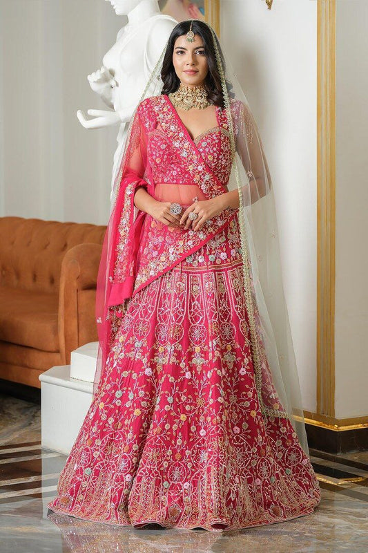 Pink Multi Thread Work Lehenga