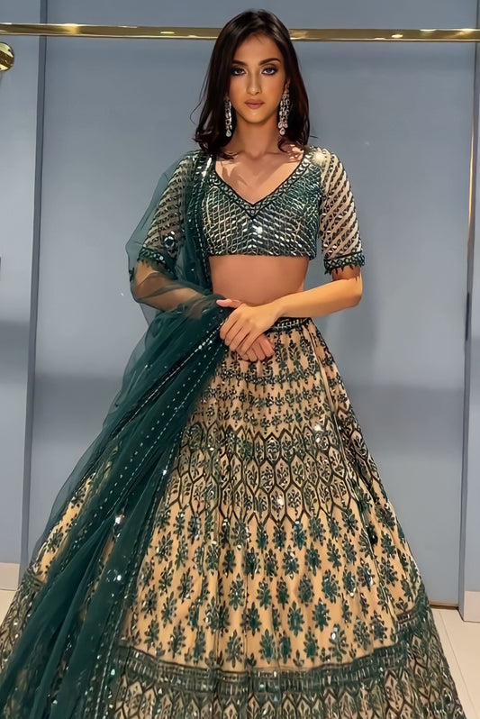 BrownGeorgette Lehenga with Embroidery Work