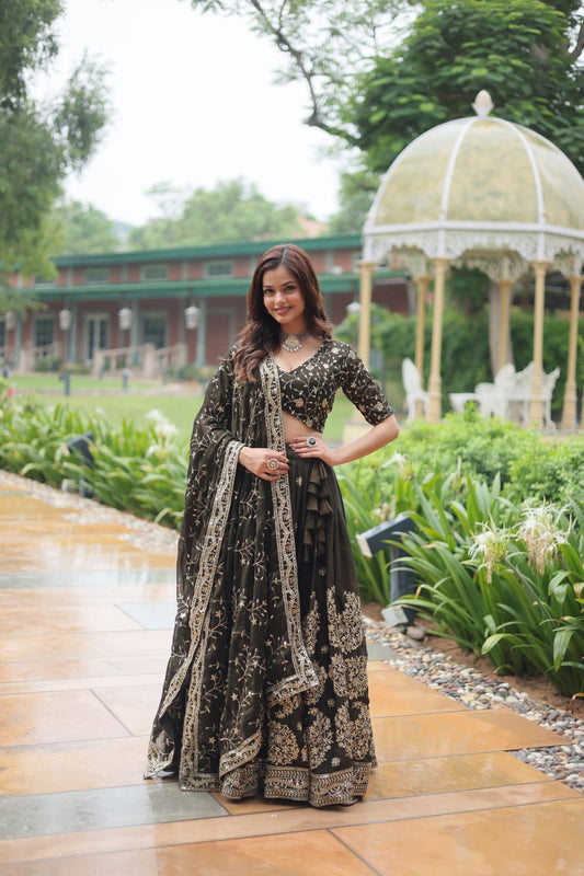 Black Paisley embridery Lehenga