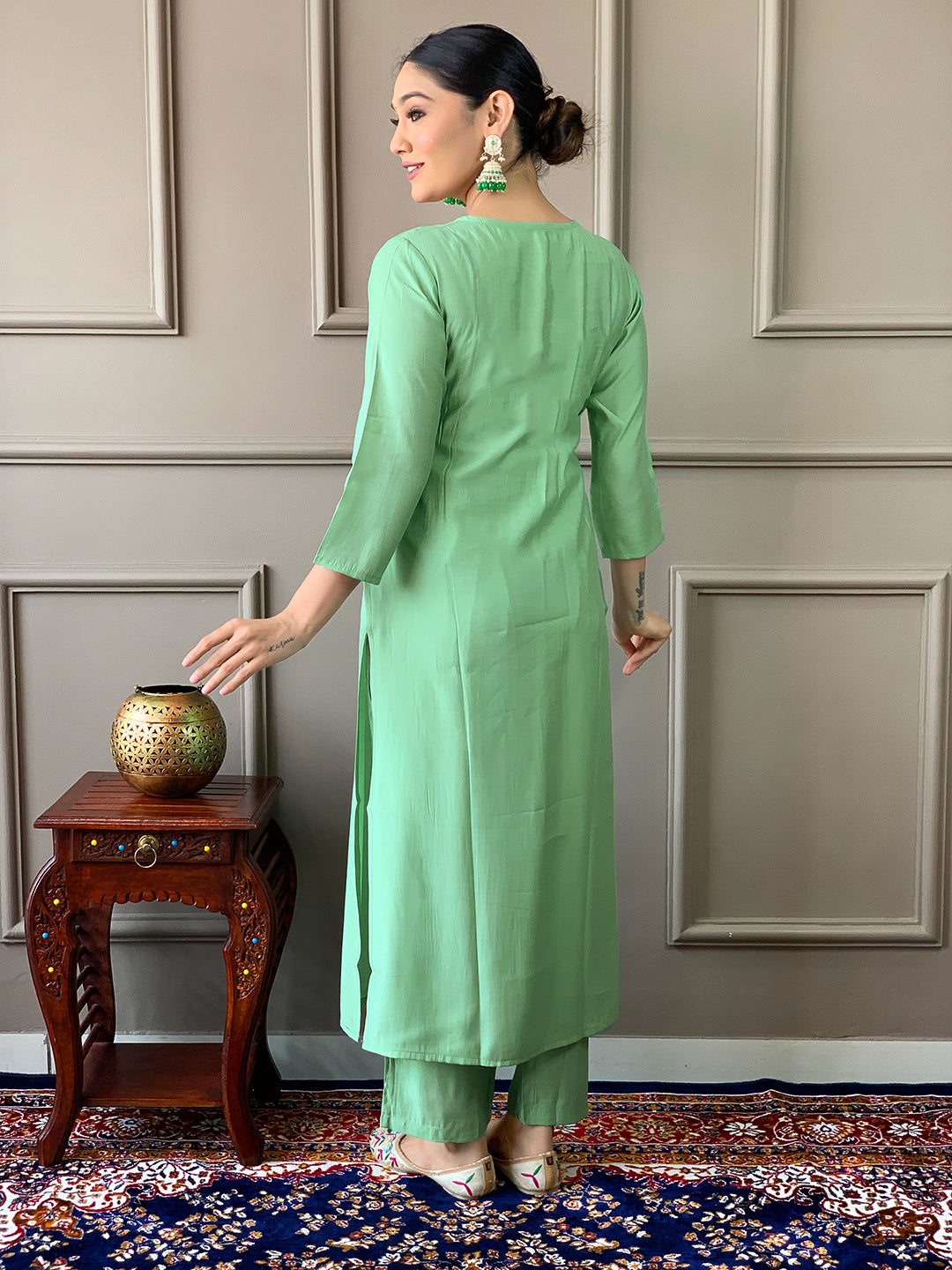 Blue Chanderi Embroidery Kurta