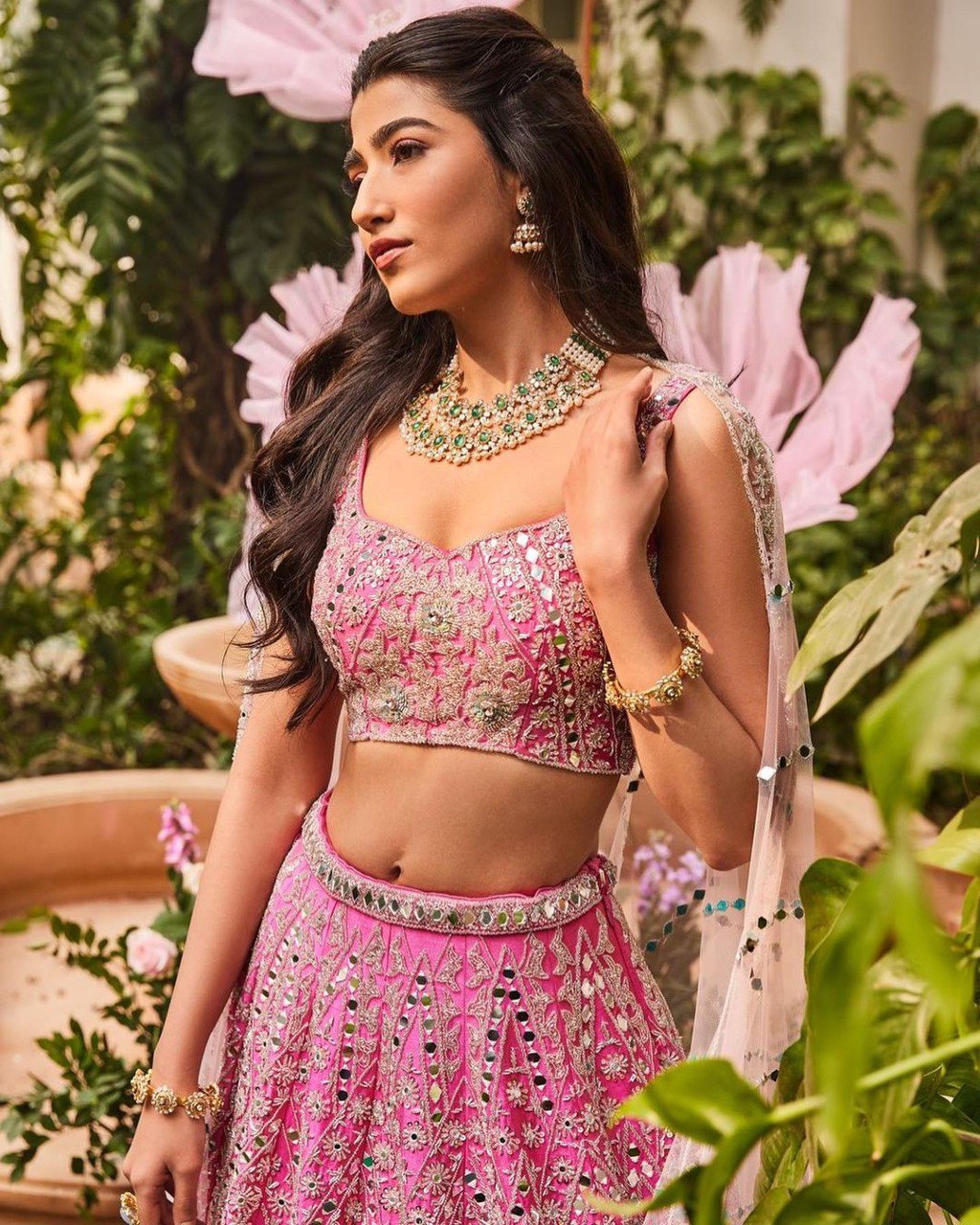 Pink Mirror Embroidery Lehenga