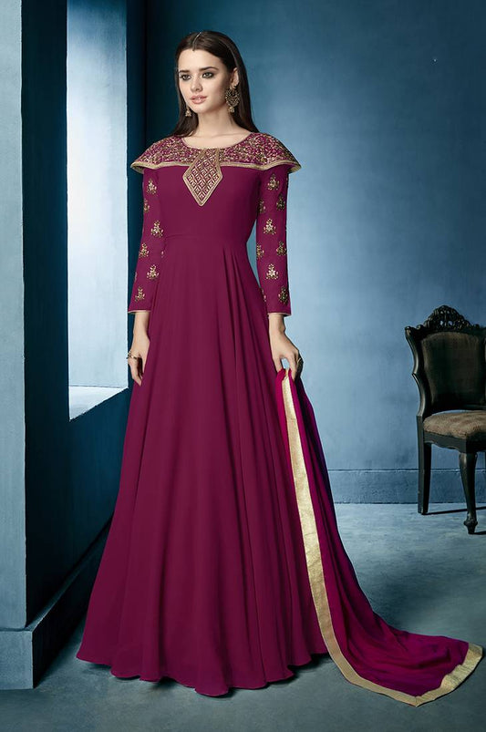 Dark MagentaEmbroideredKurta