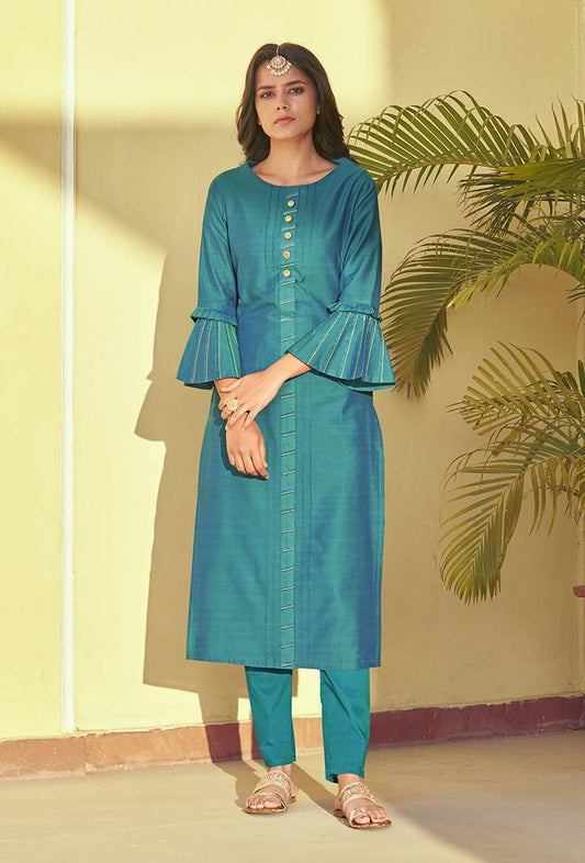 TurquoiseEmbroideredKurta