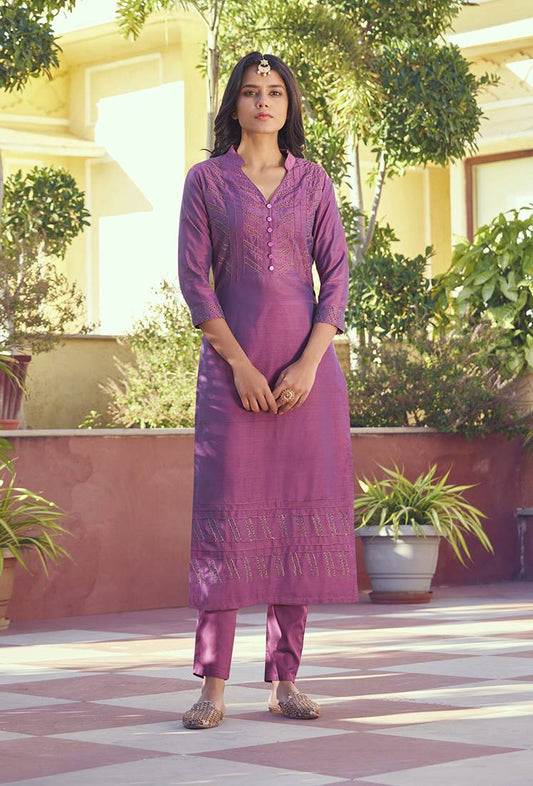 MauveEmbroideredKurta