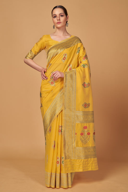 Yellow Zari_Woven Banarasi_Silk