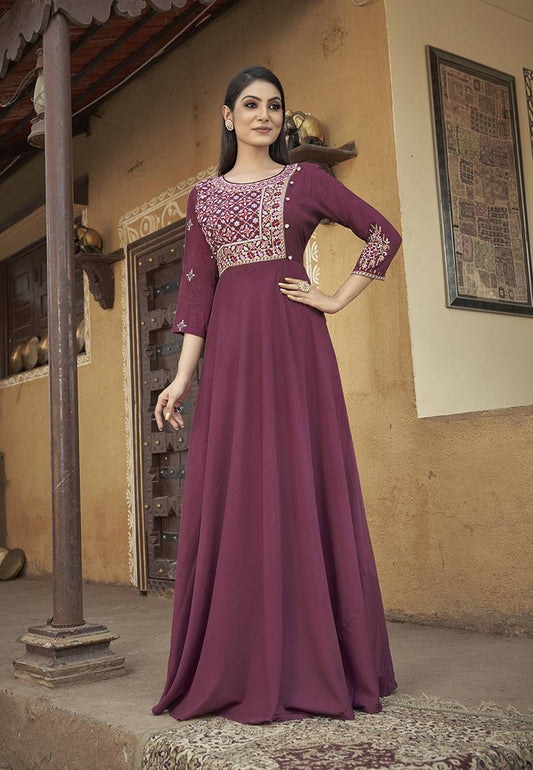 BurgundyEmbroideredKurta