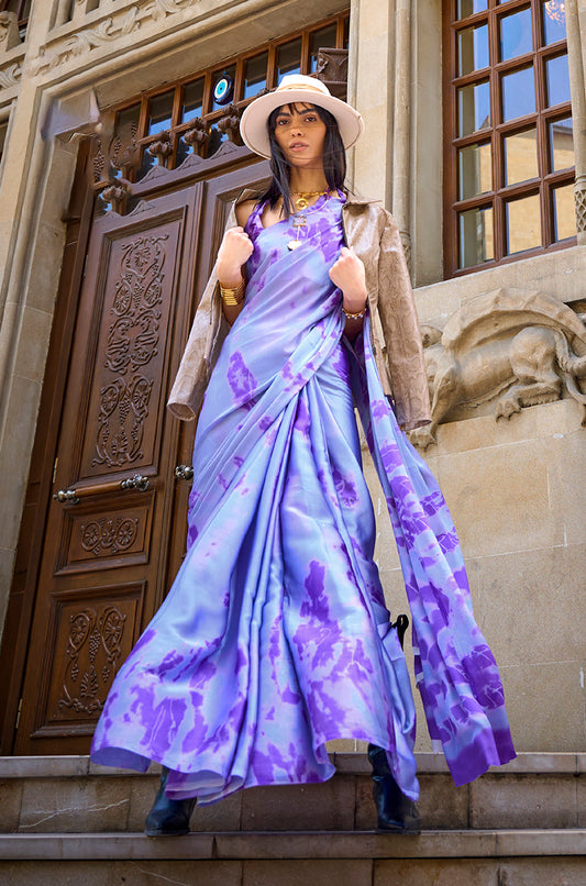 Â Lavender printed saree