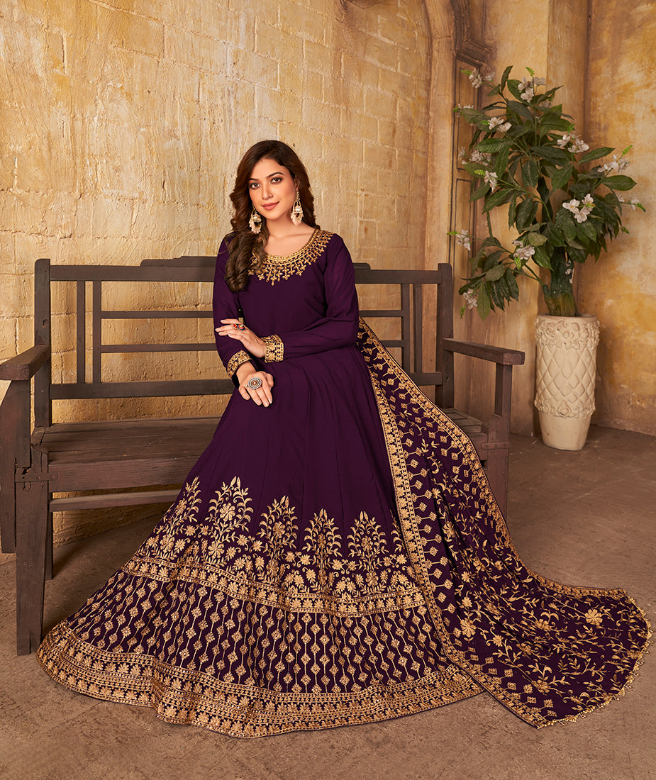 PurpleGeorgetteEmbroideredKurta