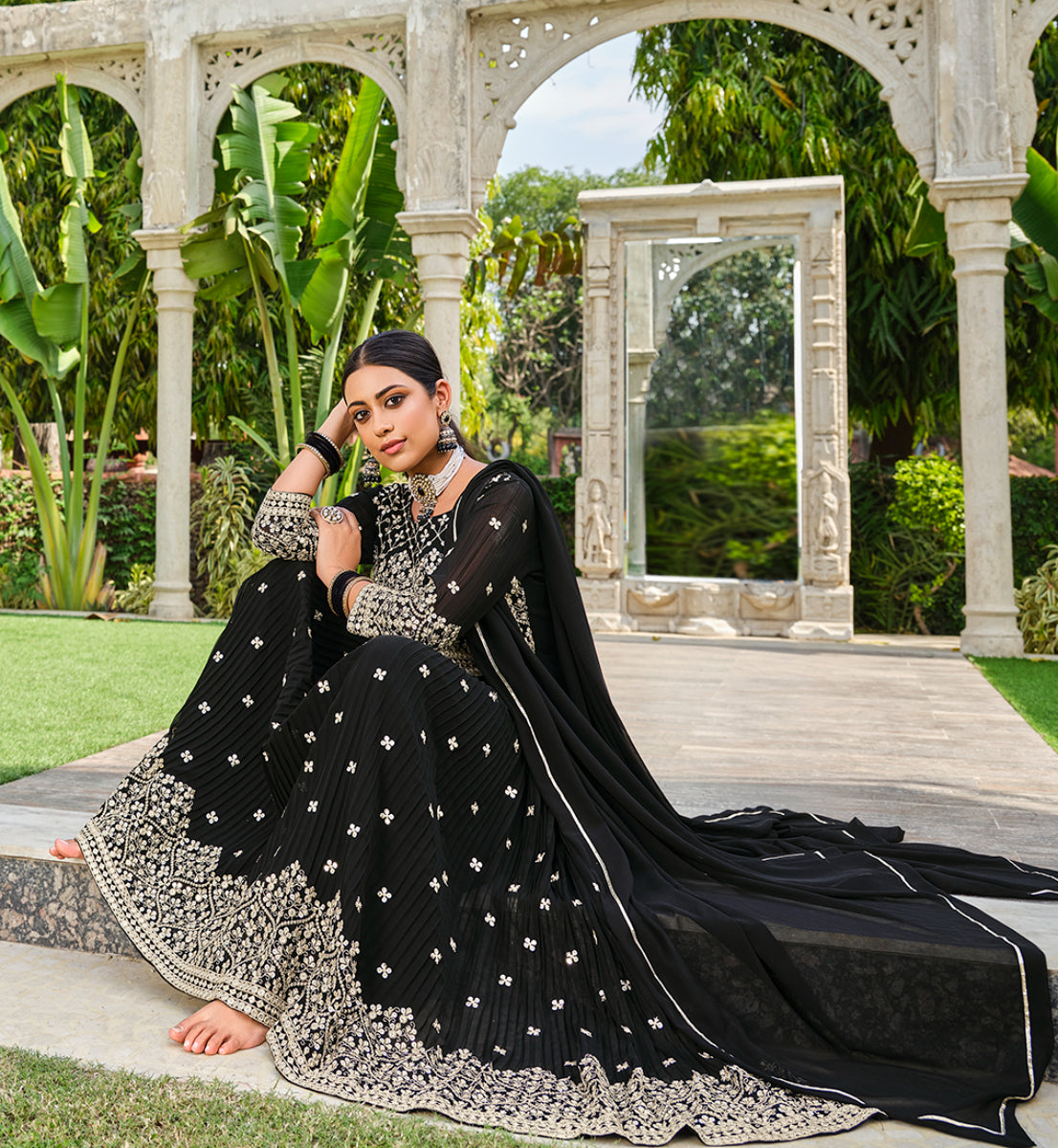 BlackGeorgetteEmbroideredKurta