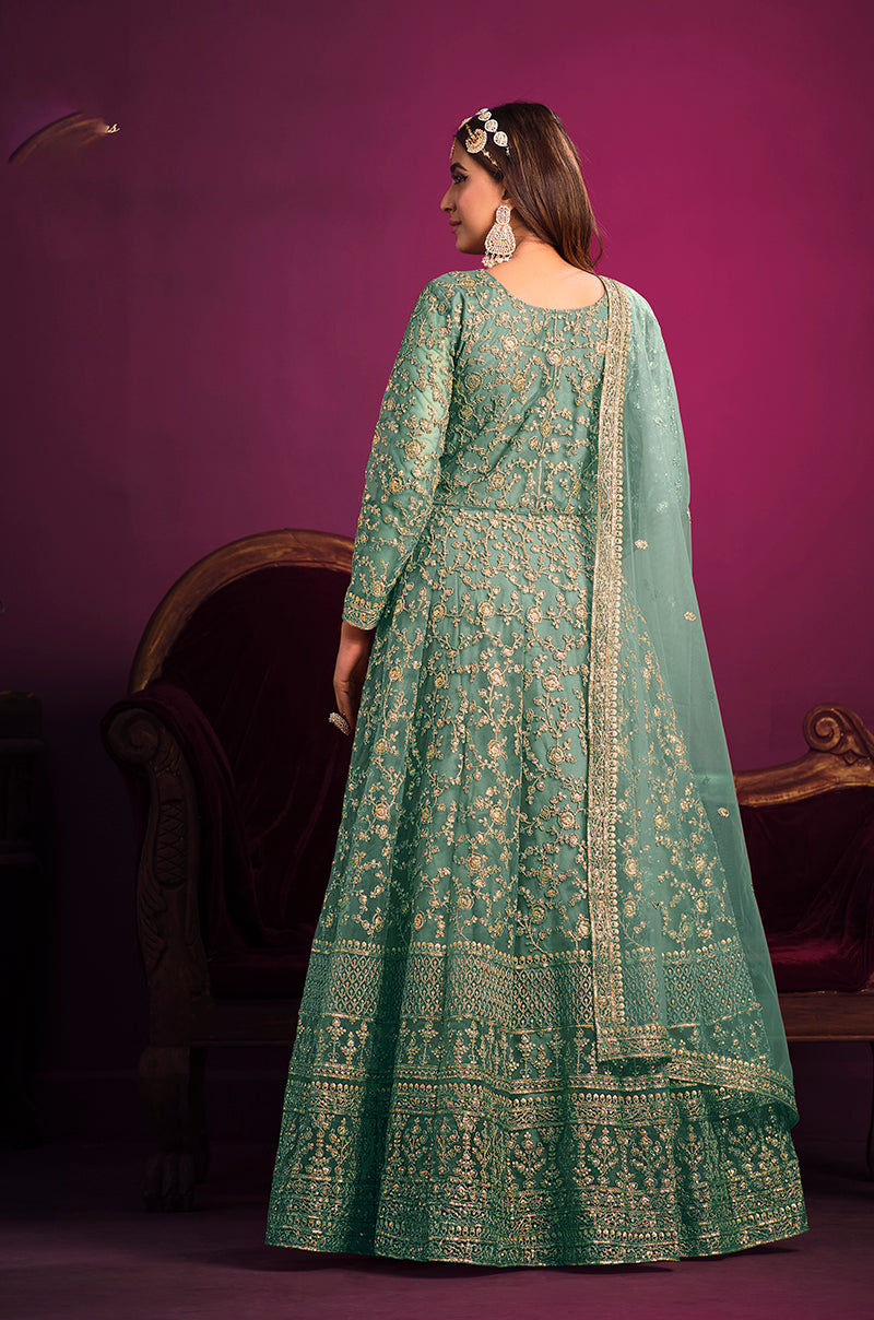 Sky-BlueNetEmbroideredKurta