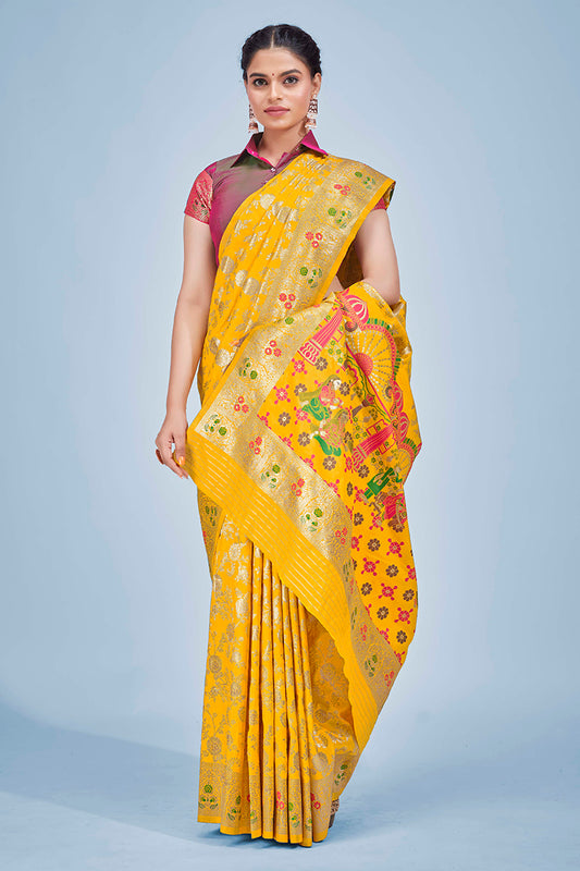 Yellow Zari_Woven Banarasi_Silk