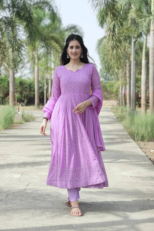 Lavender Anarkali Kurta set