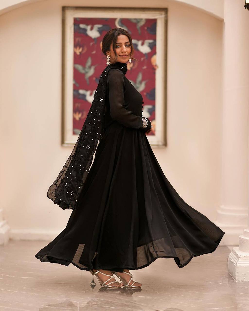 Black Anarkali Kurta Set