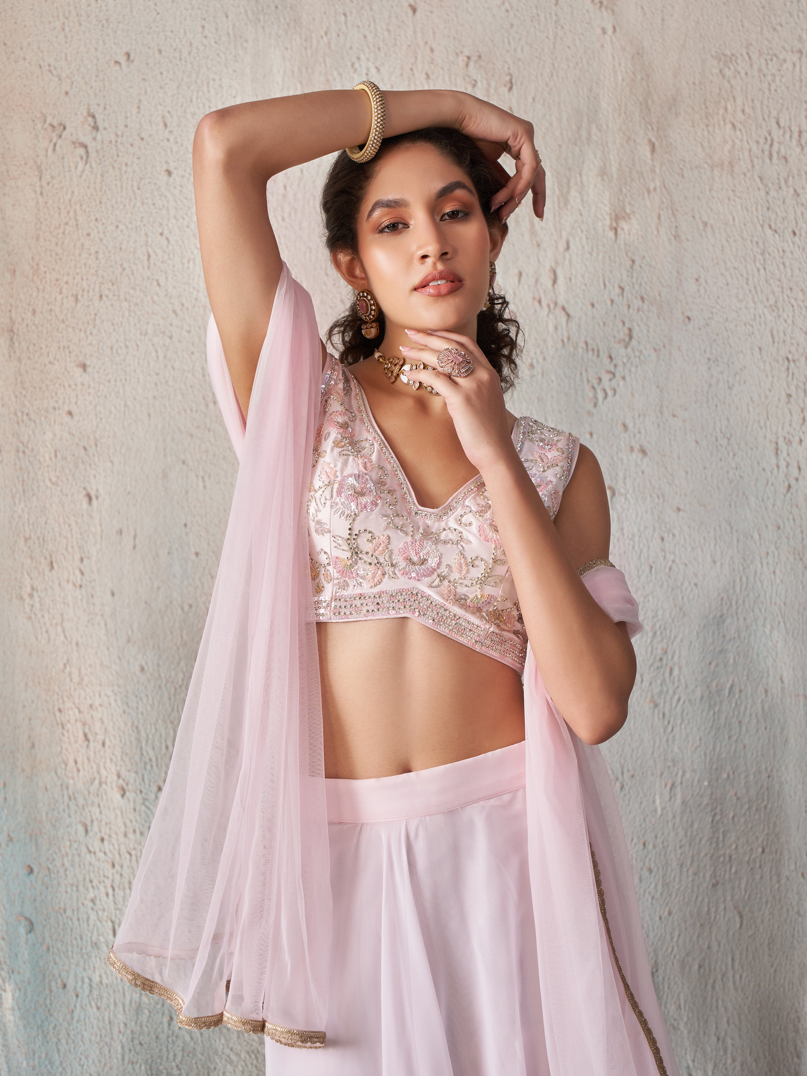 Light Pink Hand Wrok Lehenga