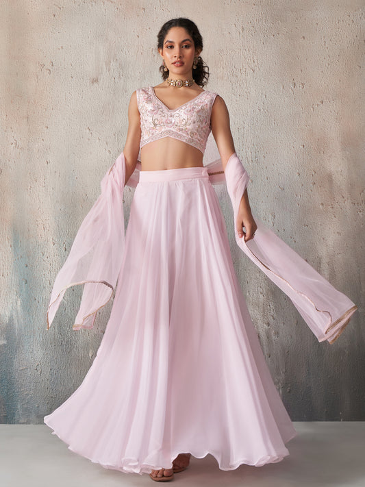 Light Pink Hand Wrok Lehenga