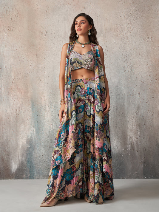 Blue Printed Lehenga