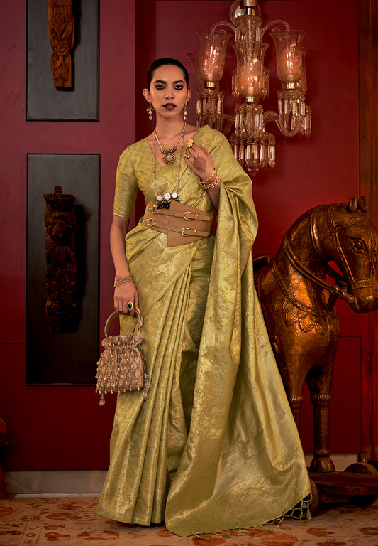 Â Light green woven saree