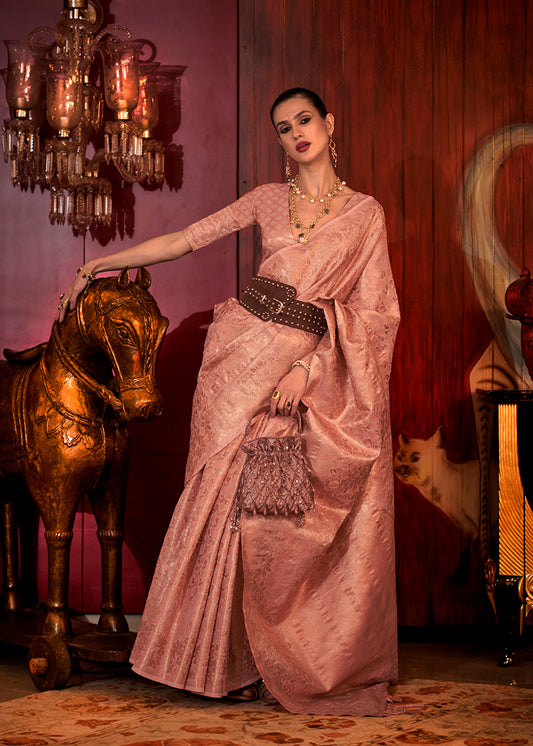 Â Light pink woven saree