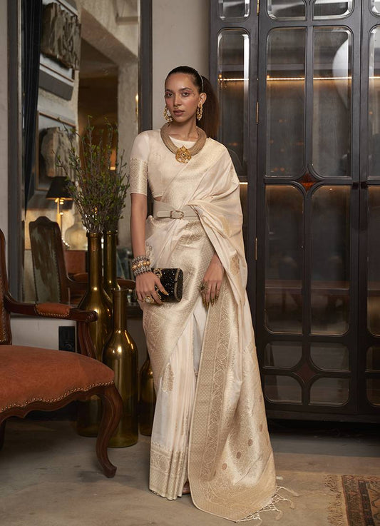 Cream woven saree