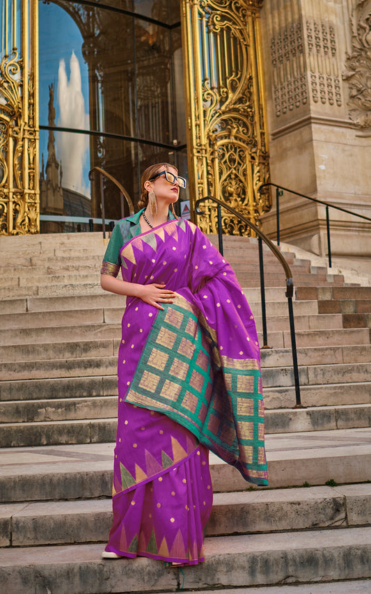 Â Purple woven saree