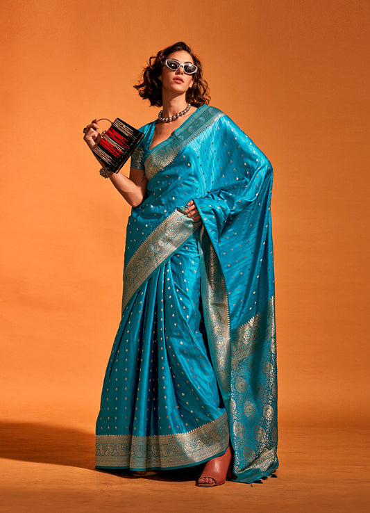 Blue woven saree