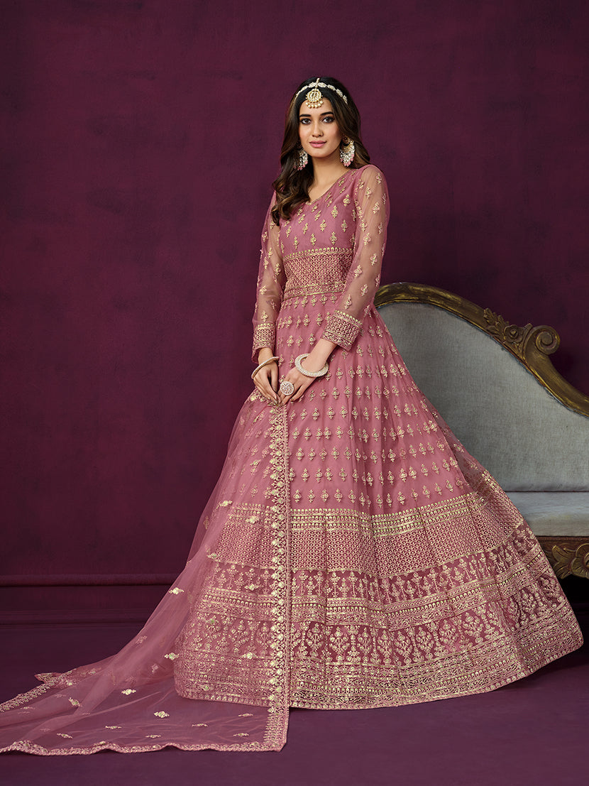 Light-PinkNetEmbroideredKurta