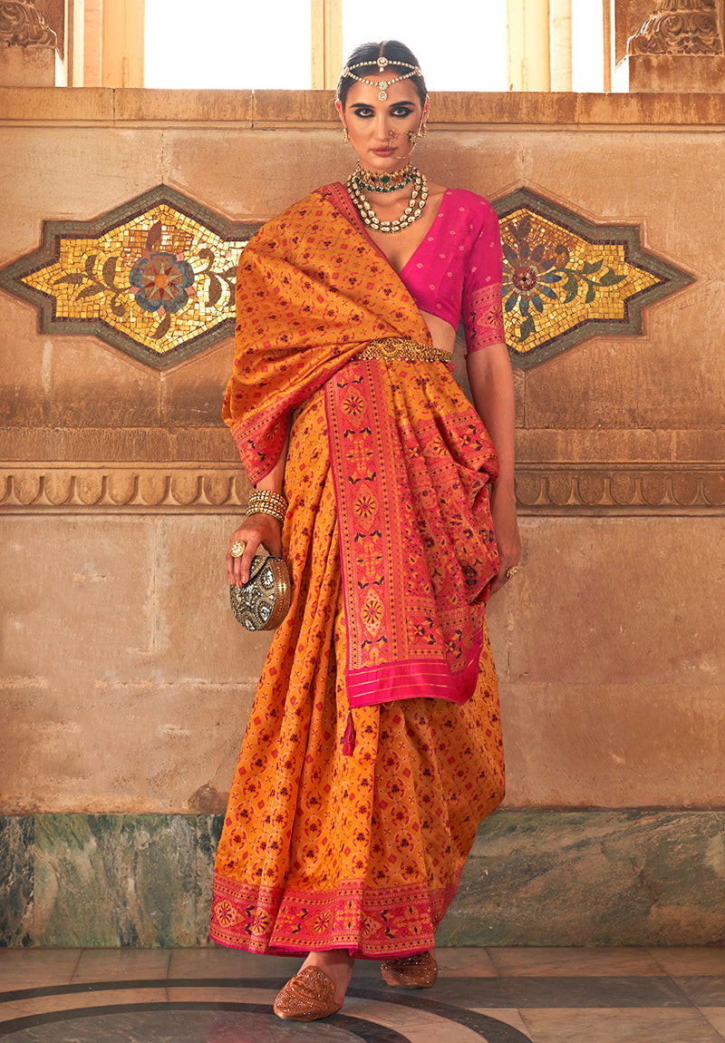 Amber Weaving Print Banarasi Silk Saree