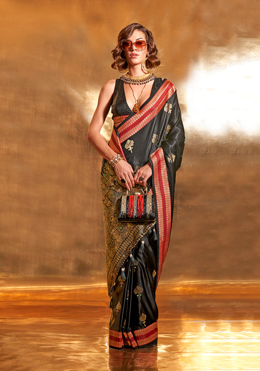 Black woven saree