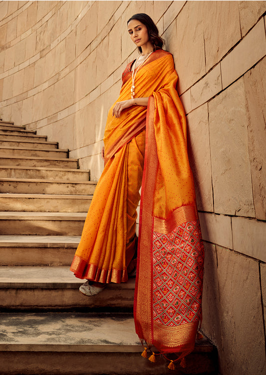 Orange patola silk saree