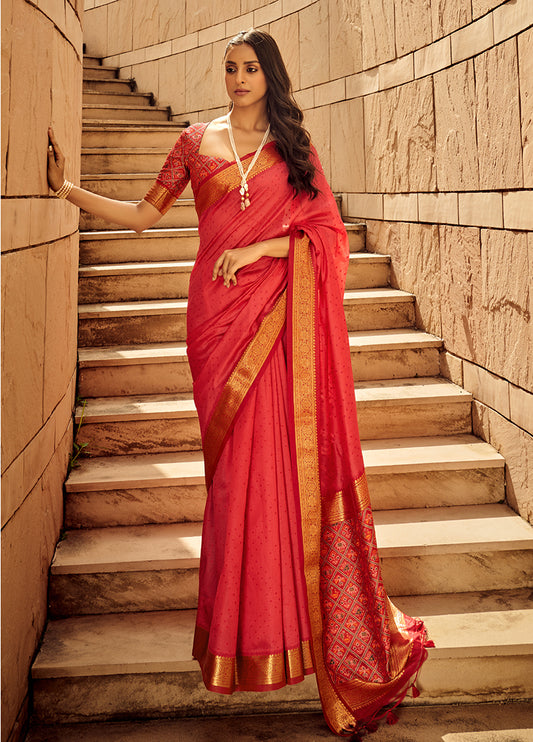 Salmon patola silk saree