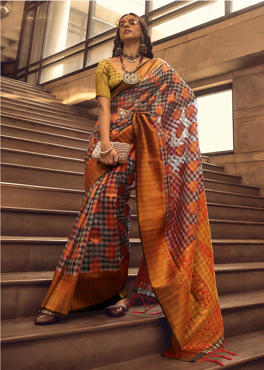 Red woven saree