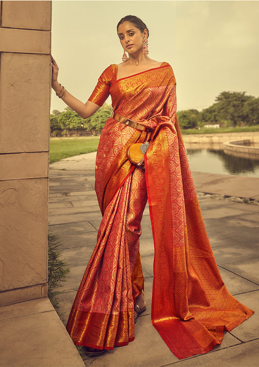 Red woven saree