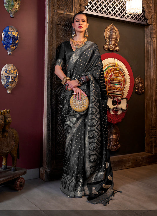 Black woven saree