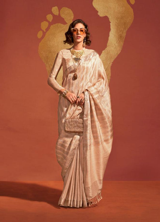 Beige woven saree