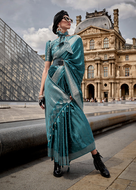 Blue woven saree