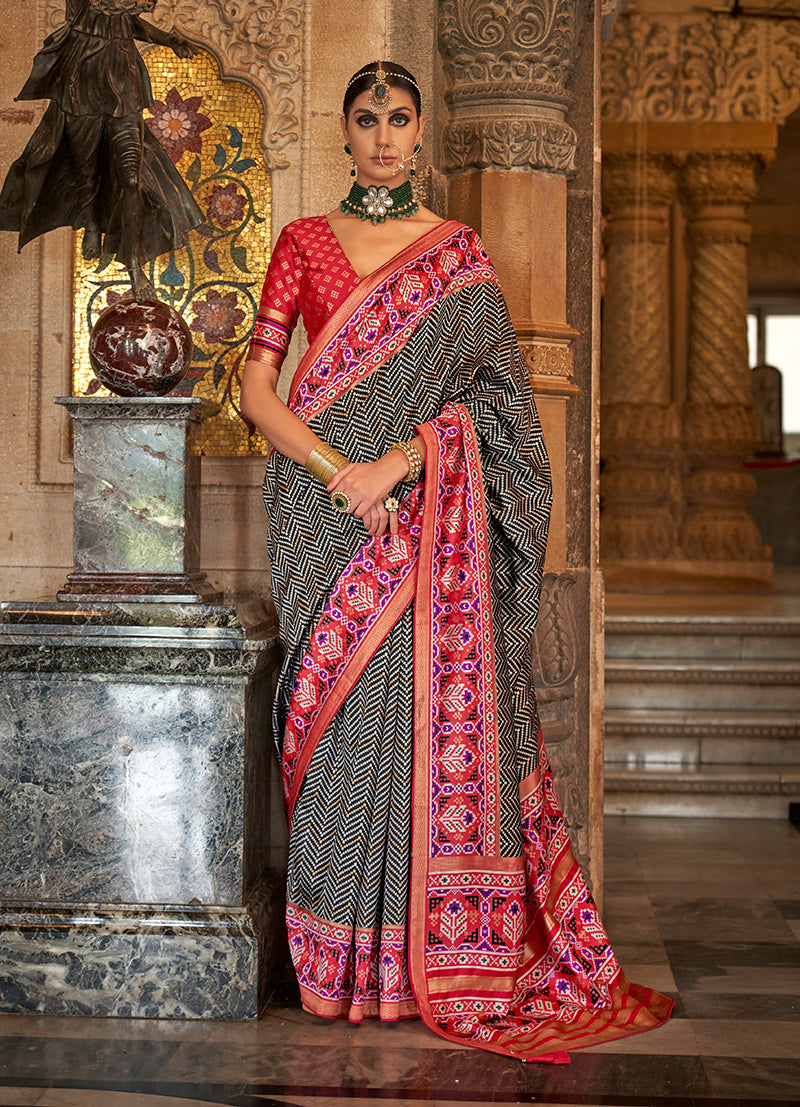 Black Patola Silk Silk Saree