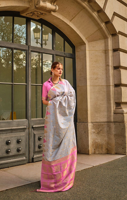  Grey woven saree