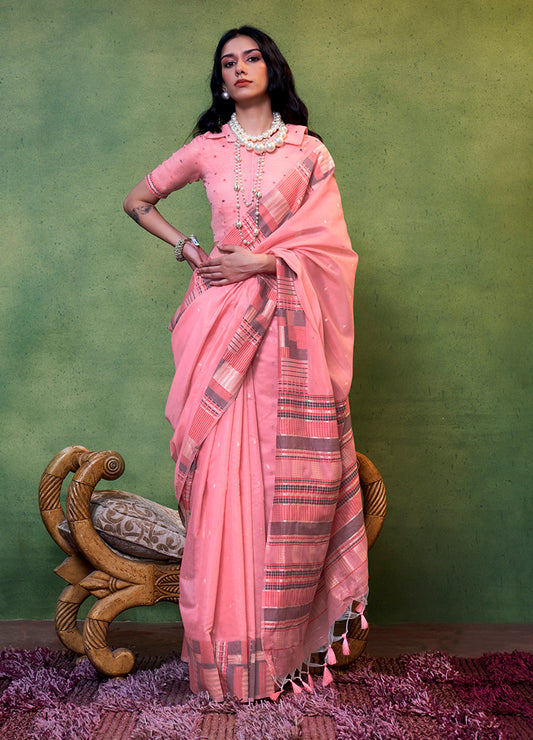 Rose resham woven saree