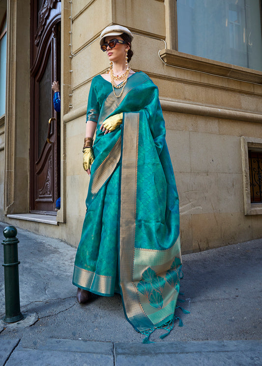 Blue woven saree