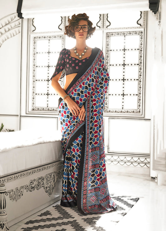 Multicolor printed saree