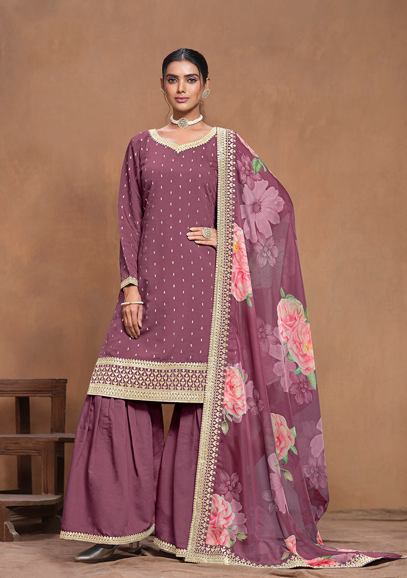 Dark-MauveSilk BlendEmbroideredKurta
