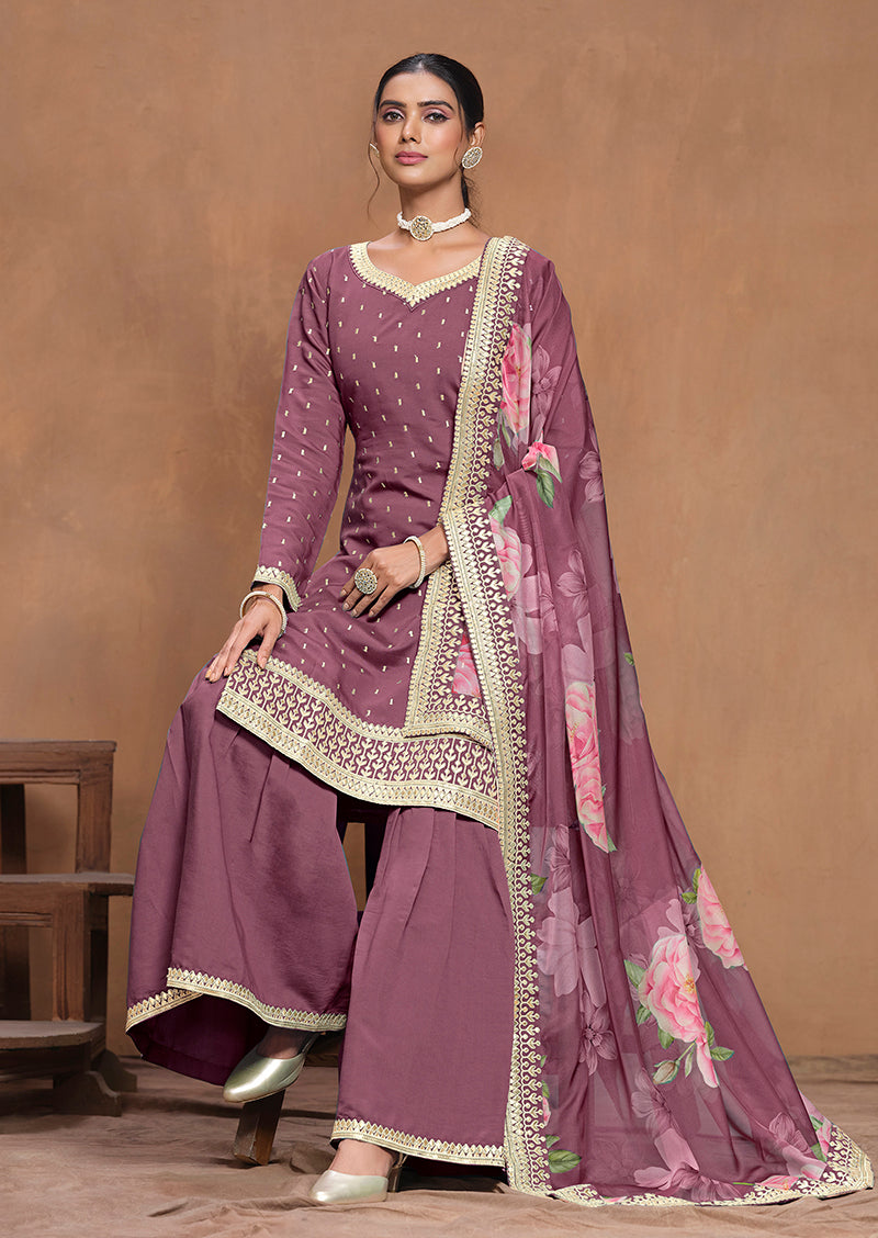 Dark-MauveSilk BlendEmbroideredKurta